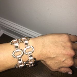 Leather and Rhinestone wrap bracelet